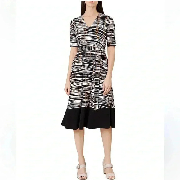 Hobbs Dresses & Skirts - Hobbs London Amelia Abstract Striped MIDI Dress Tie Waist Size 2